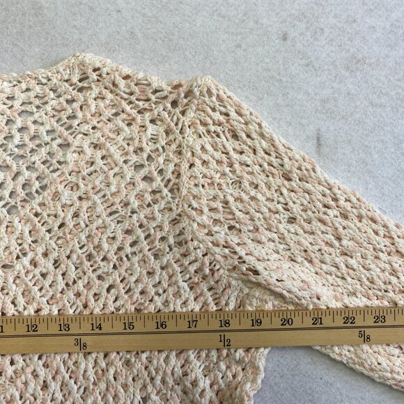 J. Jill 100% Cotton Crochet Top Pullover Women's M Pink 3/4 Sleeve Pullover - Picture 9 of 10